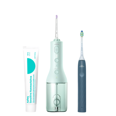 Flosser 3000 mint ja Sonicare 1100 Marine komplekt Flosser 3000 mint ja Sonicare 1100 Marine hambahari ja Apteq hambapasta tuub